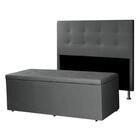 Kit Cabeceira E Calçadeira Baú Casal 1,40m Berlim Suede Cinza