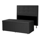 Kit Cabeceira E Calçadeira Baú Casal 1,40m Berlim Suede Preto