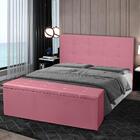 Kit Cabeceira E Calçadeira Baú Casal 1,40m Berlim Suede Rosa