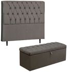 Kit Cabeceira E Calçadeira Baú Casal 140cm Paris Suede Cinza