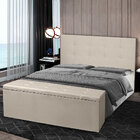 Kit Cabeceira E Calçadeira Baú Casal 1 40m Berlim Suede Bege