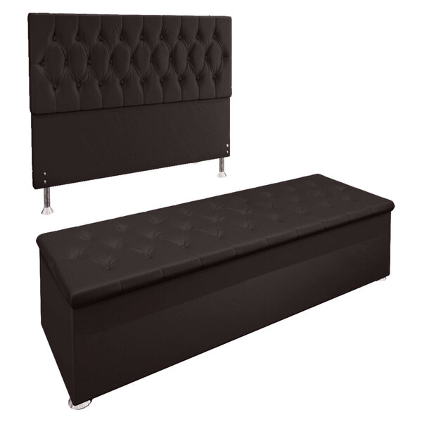 Kit Cabeceira E Calçadeira Baú Casal 1 40m Madrid Suede - Pal