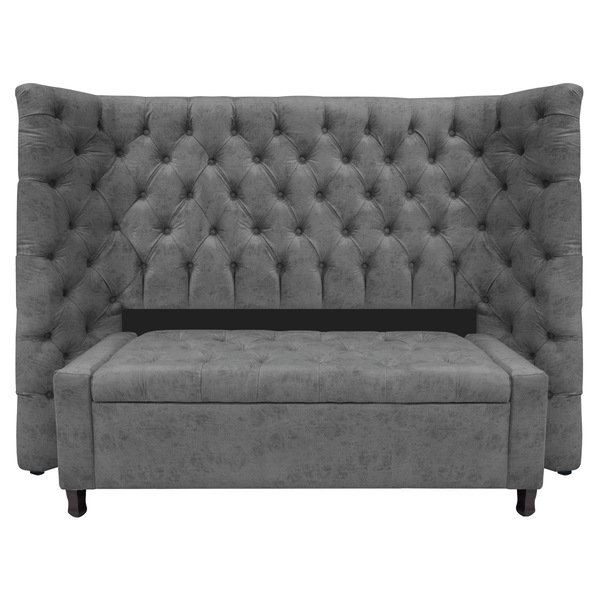 Kit Cabeceira E Calçadeira Baú Casal Everest P02 140 Cm Para