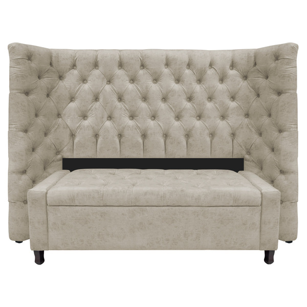 Kit Cabeceira E Calçadeira Baú Casal Everest P02 140 Cm Para