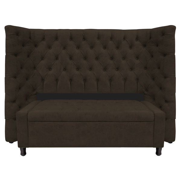 Kit Cabeceira E Calçadeira Baú Casal Everest P02 140 Cm Para