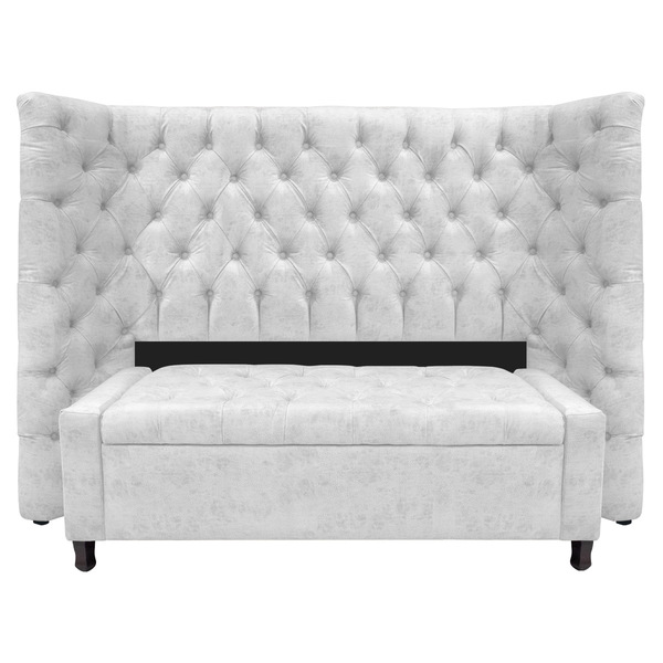 Kit Cabeceira E Calçadeira Baú Casal Everest P02 140 Cm Para