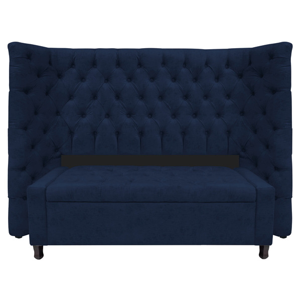 Kit Cabeceira E Calçadeira Baú Casal Everest P02 140 Cm Para