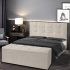 Kit Cabeceira E Calçadeira Baú Casal King 1,95m Roma Suede Be