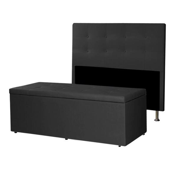 Kit Cabeceira E Calçadeira Baú Casal Queen 1,60m Berlim Suede