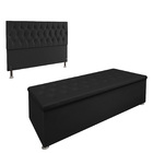 Kit Cabeceira E Calçadeira Baú Estofada Ana Queen160 Cm Para