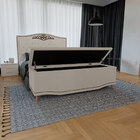 Kit Cabeceira E Calçadeira Baú Estofada Kate Casal 140 Cm Par