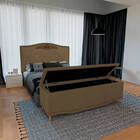 Kit Cabeceira E Calçadeira Baú Estofada Kate Casal 140 Cm Par