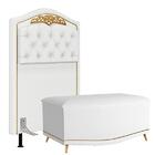 Kit Cabeceira E Calçadeira Baú Estofada Kate Solteiro 90 Cm P