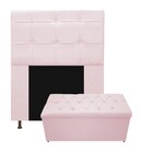 Kit Cabeceira E Calçadeira Baú Estofada Mel 100 Cm Solteiro C