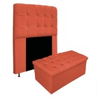 Kit Cabeceira E Calçadeira Baú Estofada Mel 100 Cm Solteiro C