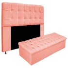 Kit Cabeceira E Calçadeira Baú Estofada Mel 160 Cm Queen Size