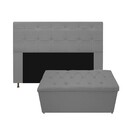 Kit Cabeceira E Calçadeira Baú Estofada Mel 160 Cm Queen Size