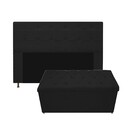 Kit Cabeceira E Calçadeira Baú Estofada Mel 195 Cm King Size