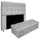 Kit Cabeceira E Calçadeira Baú Estofada Mel 195 Cm King Size