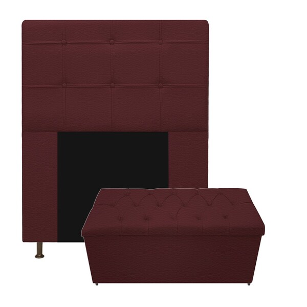 Kit Cabeceira E Calçadeira Baú Estofada Mel 90 Cm Solteiro Co