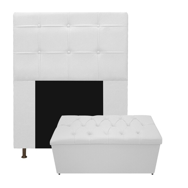 Kit Cabeceira E Calçadeira Baú Estofada Mel 90 Cm Solteiro Co