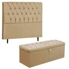 Kit Cabeceira E Calçadeira Baú King 195 Cm Paris Suede Bege