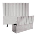 Kit Cabeceira E Calçadeira Baú King 195cm Carla Suede Cinza C