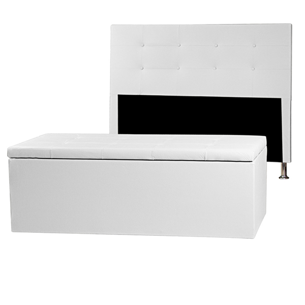 Kit Cabeceira E Calçadeira Baú King 1 95m Berlim Corano Branc