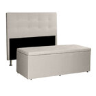Kit Cabeceira E Calçadeira Baú King 1 95m Berlim Suede Bege -