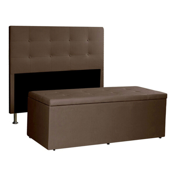 Kit Cabeceira E Calçadeira Baú King 1 95m Berlim Suede - Pall