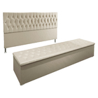Kit Cabeceira E Calçadeira Baú King 1 95m Madrid Suede Bege -