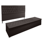 Kit Cabeceira E Calçadeira Baú King 1 95m Madrid Suede Marrom