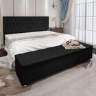 Kit Cabeceira E Calçadeira Baú King 1 95m Madrid Suede Preto