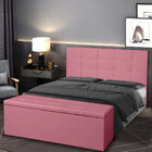 Kit Cabeceira E Calçadeira Baú King 1 95m Roma Suede Rosa - P