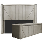 Kit Cabeceira E Calçadeira Baú King Minsk P02 195 Cm Para Cam