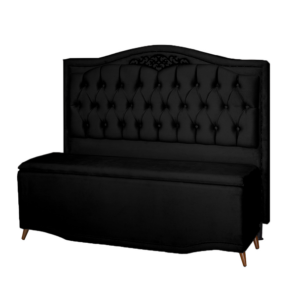 Kit Cabeceira E Calçadeira Baú Maitê Casal King 195cm Veludo