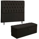 Kit Cabeceira E Calçadeira Baú Queen 160cm Paris Suede Preto