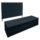 Kit Cabeceira E Calçadeira Baú Queen 1 60m Madrid Suede Azul