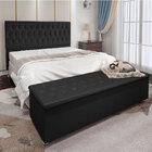 Kit Cabeceira E Calçadeira Baú Queen 1 60m Madrid Suede Preto