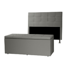Kit Cabeceira E Calçadeira Baú Queen 1 60m Roma Corano Cinza