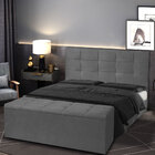 Kit Cabeceira E Calçadeira Baú Queen 1 60m Roma Suede - Palla