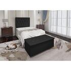 Kit Cabeceira E Calçadeira Baú Solt. 90cm Madrid Suede Preto