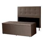 Kit Cabeceira E Calçadeira Baú Solteiro 0,90m Berlim Suede Ma