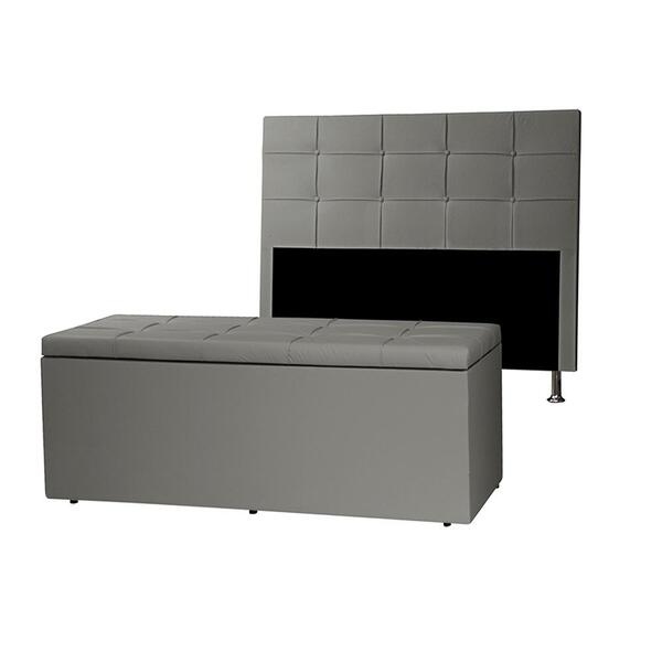 Kit Cabeceira E Calçadeira Baú Solteiro 0,90m Roma Material S