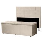 Kit Cabeceira E Calçadeira Baú Solteiro 0,90m Roma Suede Bege