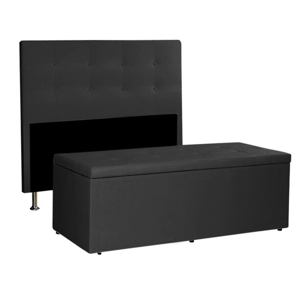 Kit Cabeceira E Calçadeira Baú Solteiro 0 90m Berlim Suede -