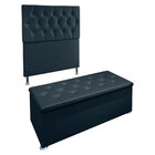 Kit Cabeceira E Calçadeira Baú Solteiro 0 90m Madrid Suede -