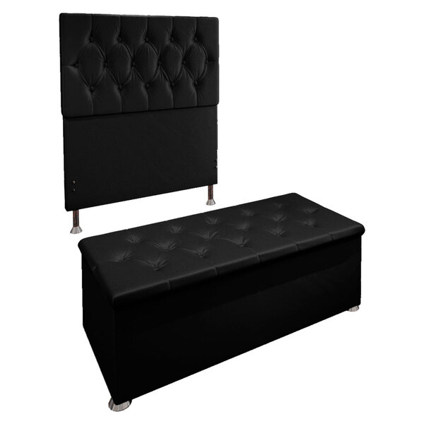 Kit Cabeceira E Calçadeira Baú Solteiro 0 90m Madrid Suede Pr