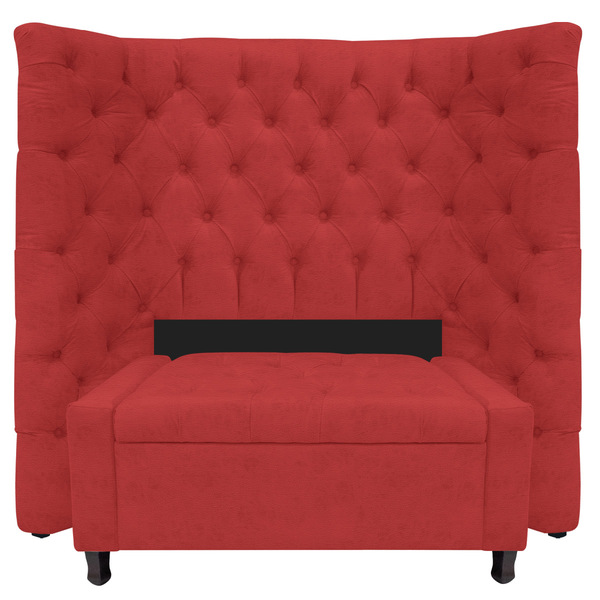 Kit Cabeceira E Calçadeira Baú Solteiro Everest P02 90 Cm Par