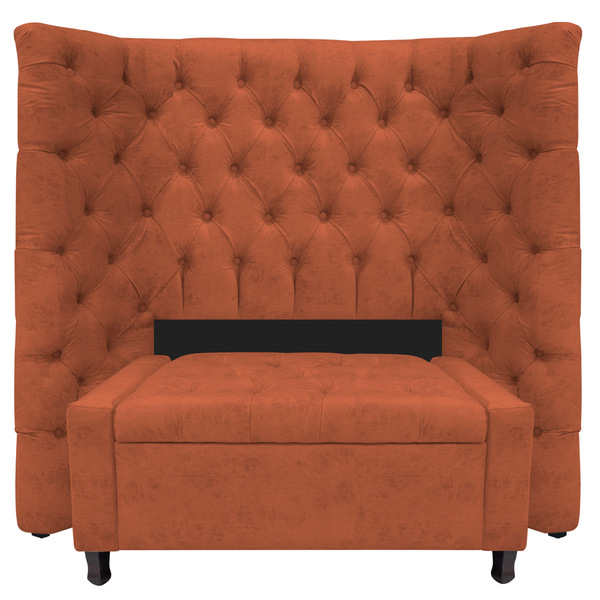 Kit Cabeceira E Calçadeira Baú Solteiro Everest P02 90 Cm Par